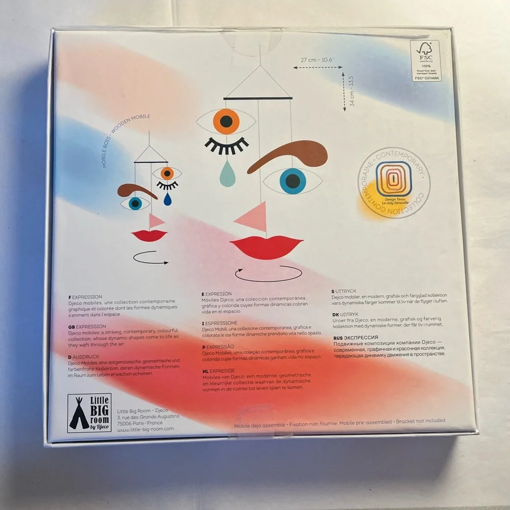 Abstract Face Hanging Mobile Wall Decor in Multi-Color open box
